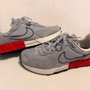 Gray and Red Nike Fantanka Waffle Sneakers